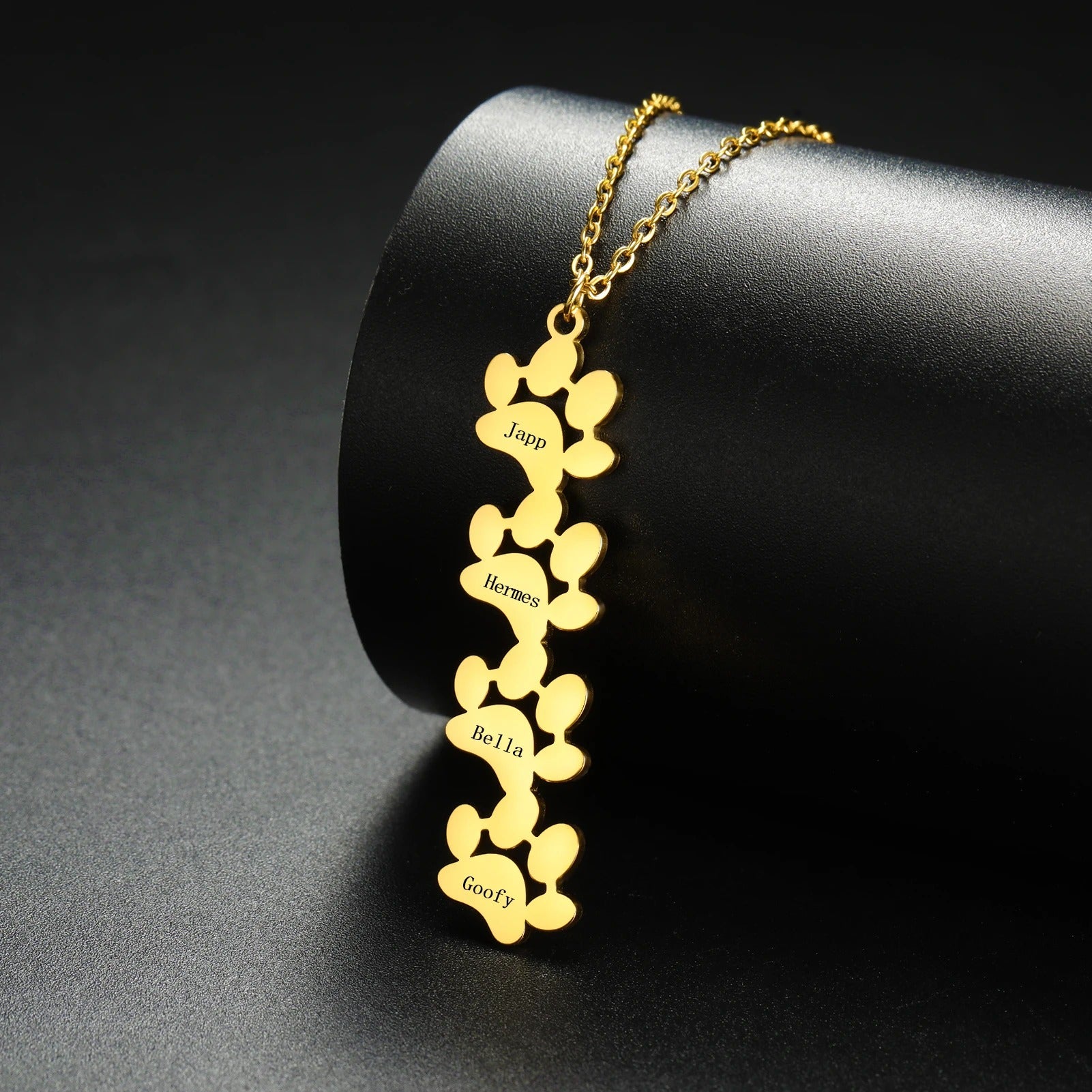 Custom Pet Name Paw Pendant Necklace-Paw Print Pad