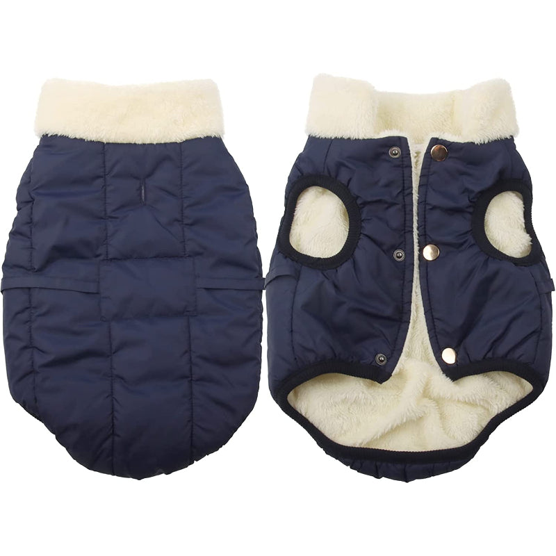 Shawl Design Fleece Lined Warm Dog Jacket For Puppy Winter Cold Weather,Soft Windproof Small Dog Coat-Paw Print Pad