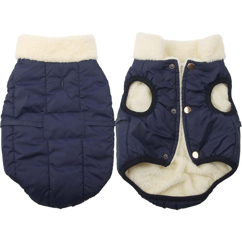 Shawl Design Fleece Lined Warm Dog Jacket For Puppy Winter Cold Weather,Soft Windproof Small Dog Coat-Paw Print Pad