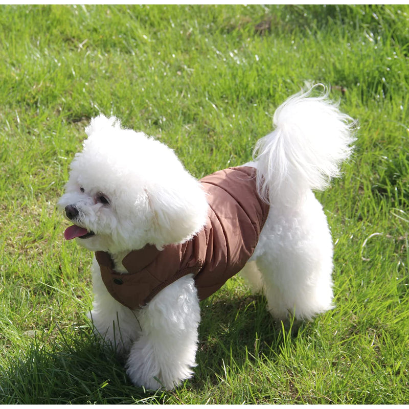 2 Layers Fleece Lined Warm Dog Jacket For Puppy Winter Cold Weather,Soft Windproof Small Dog Coat-Paw Print Pad