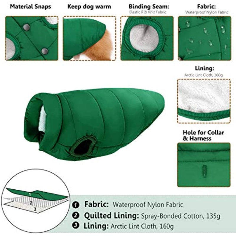 Windproof Dog Winter Coat Waterproof Dog Jacket Warm Dog-Paw Print Pad