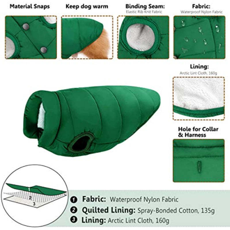 Windproof Dog Winter Coat Waterproof Dog Jacket Warm Dog-Paw Print Pad