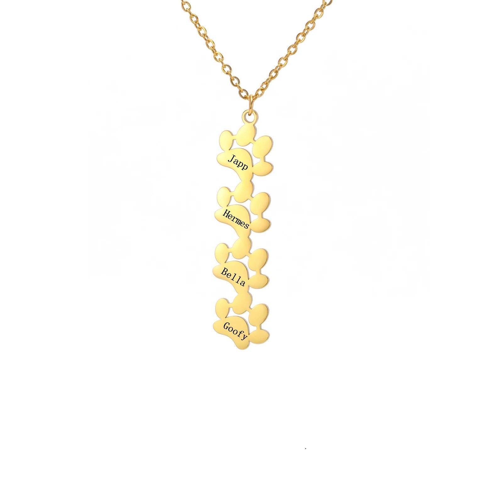 Custom Pet Name Paw Pendant Necklace-Paw Print Pad