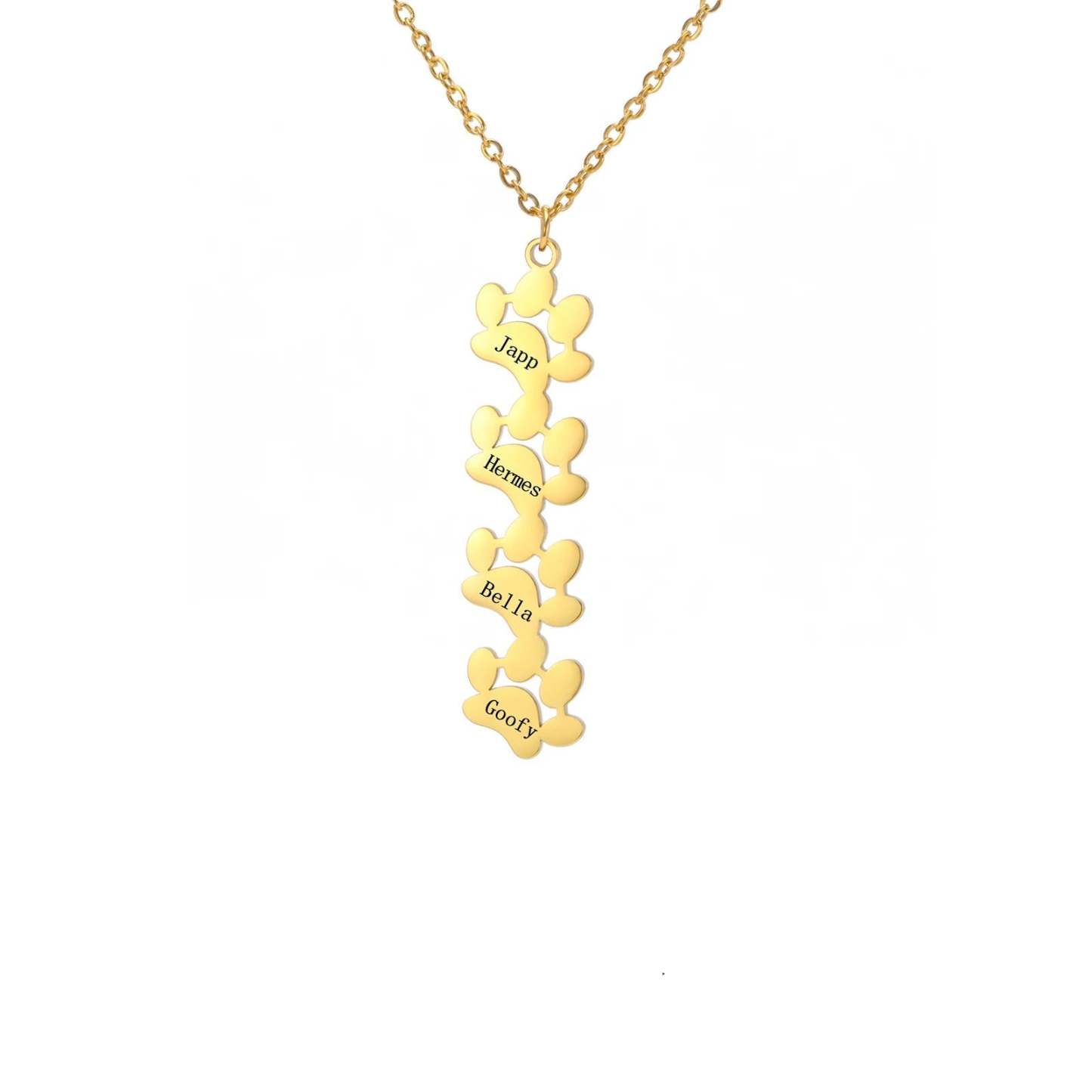 Custom Pet Name Paw Pendant Necklace-Paw Print Pad