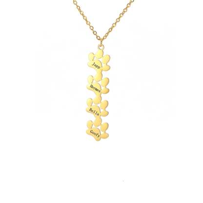 Custom Pet Name Paw Pendant Necklace-Paw Print Pad