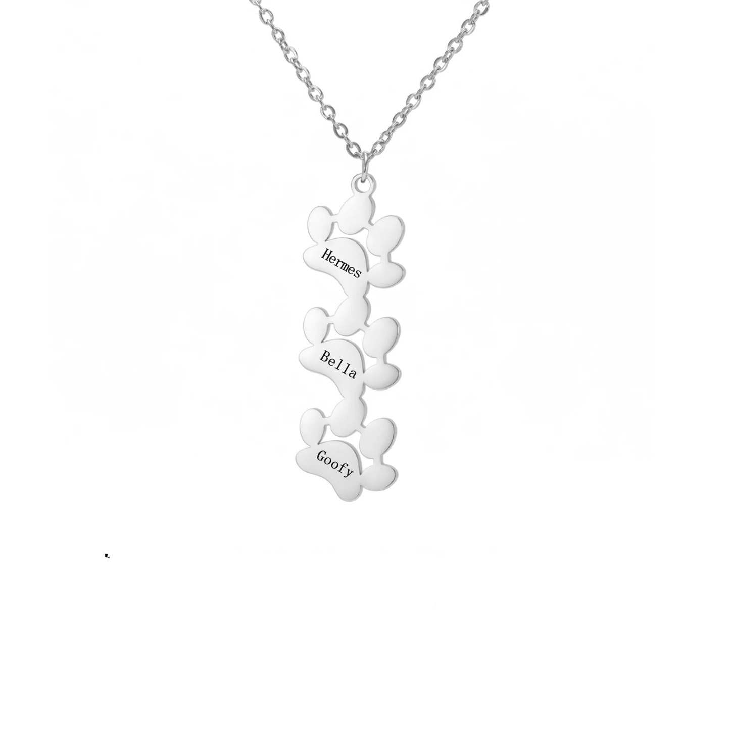 Custom Pet Name Paw Pendant Necklace-Paw Print Pad