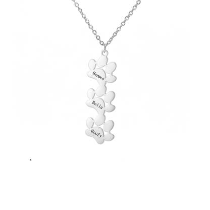 Custom Pet Name Paw Pendant Necklace-Paw Print Pad