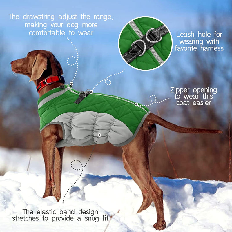 Padded Vest Jacket Dog Winter Coat Windproof Warm Winter Dog Jacket-Paw Print Pad