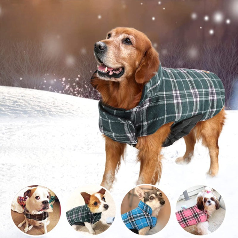 Warm Dog Coat, Reversible Dog Jacket Waterproof Dog Winter-Paw Print Pad