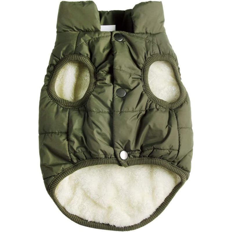 2 Layers Fleece Lined Warm Dog Jacket For Puppy Winter Cold Weather,Soft Windproof Small Dog Coat-Paw Print Pad