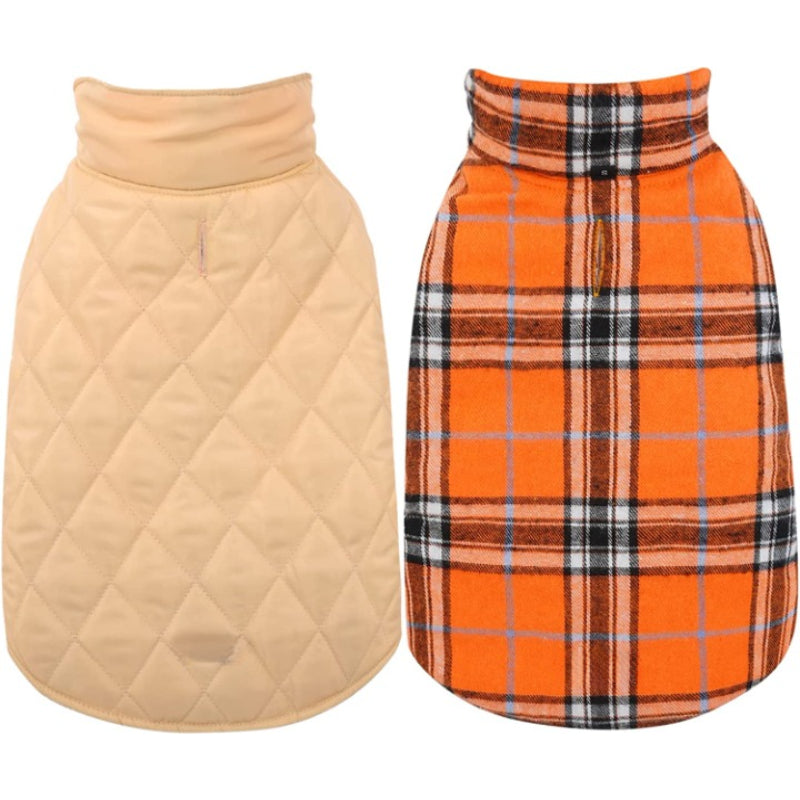 Warm Dog Coat, Reversible Dog Jacket Waterproof Dog Winter-Paw Print Pad