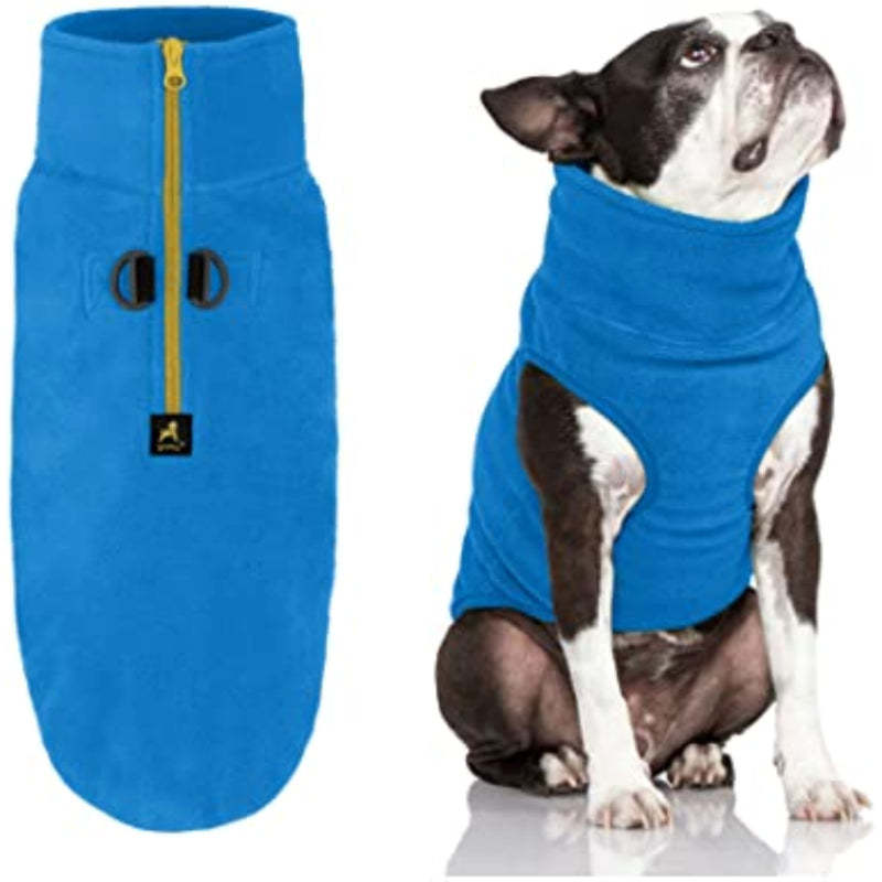Fleece Vest Dog Sweater Warm Pullover Fleece Dog Jacket-Paw Print Pad