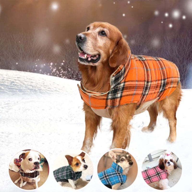 Warm Dog Coat, Reversible Dog Jacket Waterproof Dog Winter-Paw Print Pad