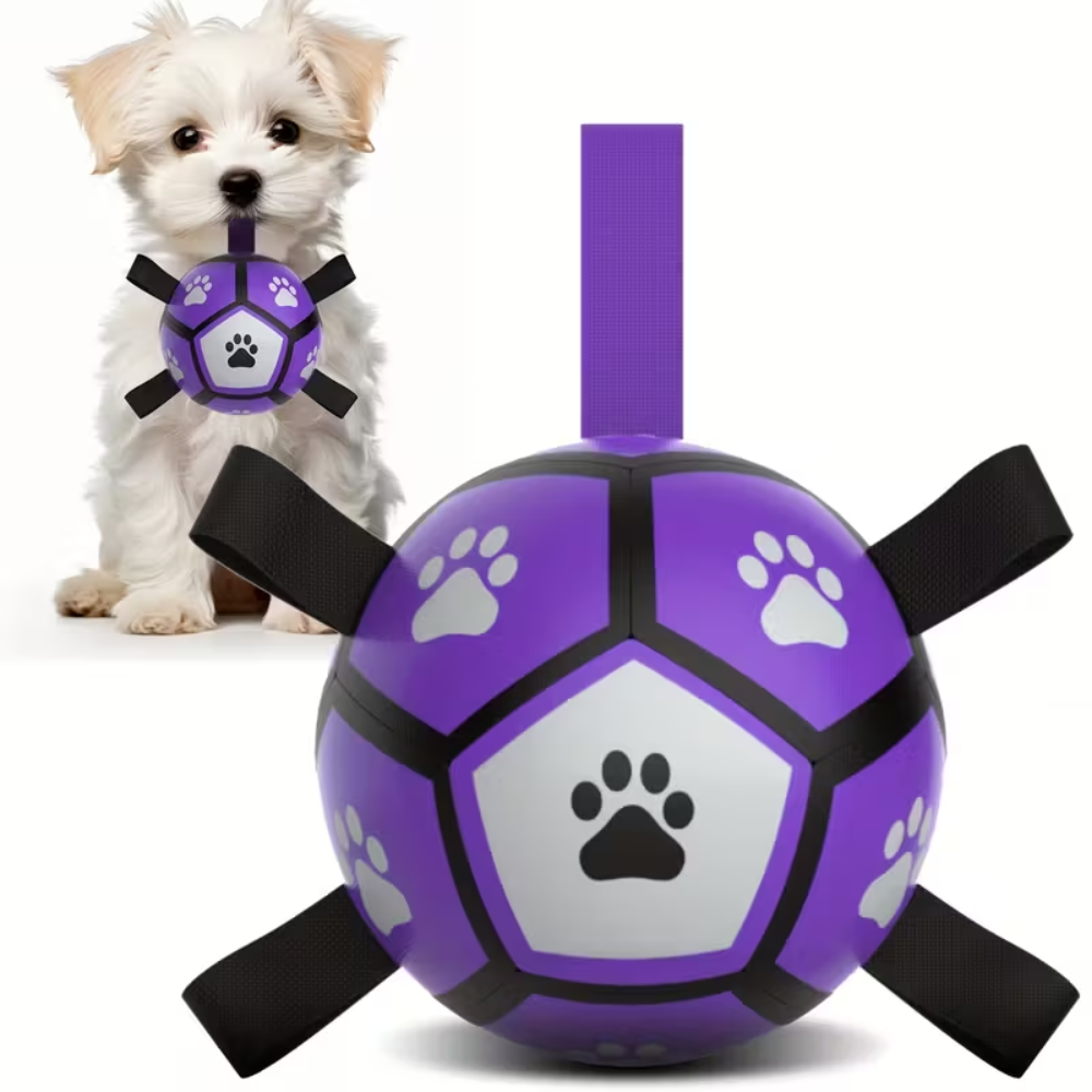 Chew Resistant Rubber Dog Ball With Paw Print Design
