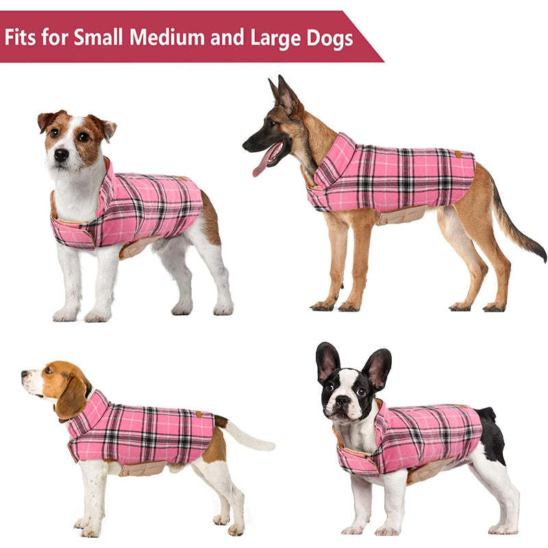 Warm Dog Coat, Reversible Dog Jacket Waterproof Dog Winter-Paw Print Pad