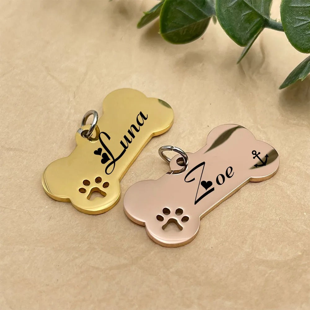 Personalized Pet Name Tag Pendant For Dog Collar-Paw Print Pad