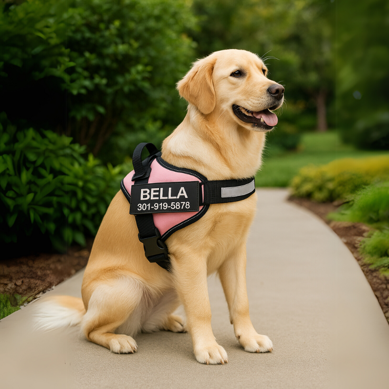 Custom No Pull Dog Harness with Personalized Name Patch-Paw Print Pad