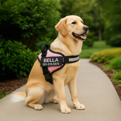 Custom No Pull Dog Harness with Personalized Name Patch-Paw Print Pad