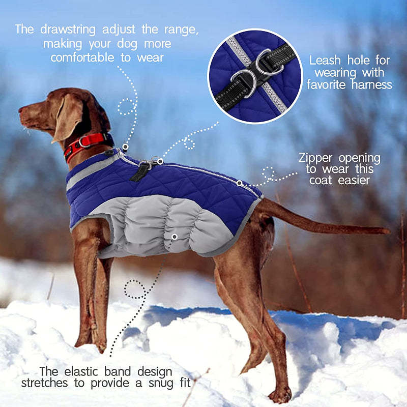 Padded Vest Jacket Dog Winter Coat Windproof Warm Winter Dog Jacket-Paw Print Pad