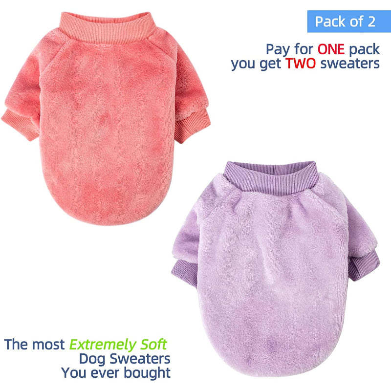 Dog Sweater, Pack Of 2 Or 1, Dog Clothes, Dog Jacket For Small Or Medium Dogs, Ultra Soft And Warm Cat Sweaters-Paw Print Pad