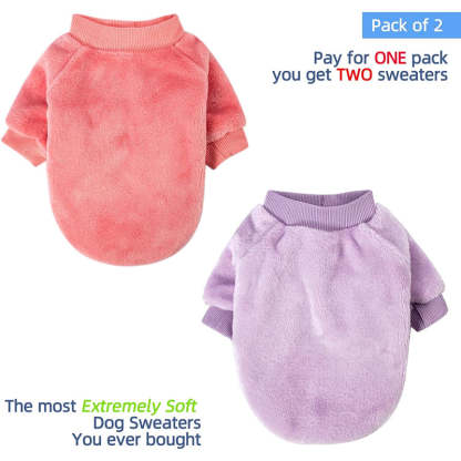 Dog Sweater, Pack Of 2 Or 1, Dog Clothes, Dog Jacket For Small Or Medium Dogs, Ultra Soft And Warm Cat Sweaters-Paw Print Pad