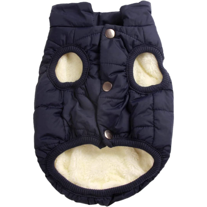 2 Layers Fleece Lined Warm Dog Jacket For Puppy Winter Cold Weather,Soft Windproof Small Dog Coat-Paw Print Pad