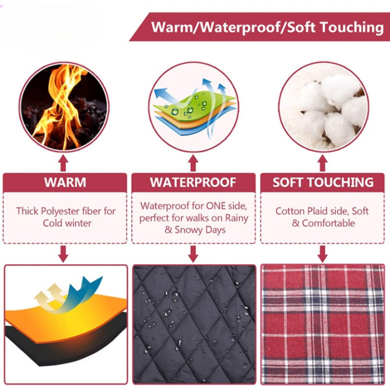 Warm Dog Coat, Reversible Dog Jacket Waterproof Dog Winter-Paw Print Pad