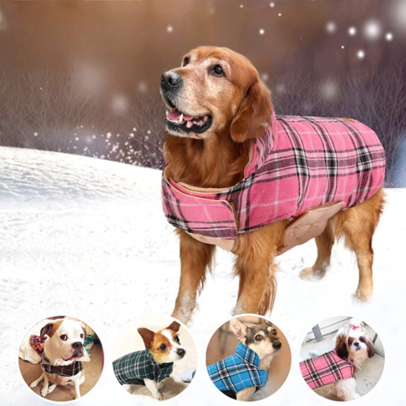 Warm Dog Coat, Reversible Dog Jacket Waterproof Dog Winter-Paw Print Pad