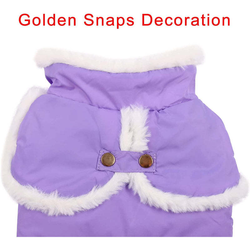 Shawl Design Fleece Lined Warm Dog Jacket For Puppy Winter Cold Weather,Soft Windproof Small Dog Coat-Paw Print Pad