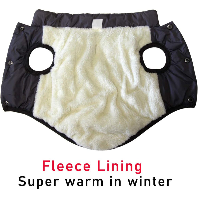 2 Layers Fleece Lined Warm Dog Jacket For Puppy Winter Cold Weather,Soft Windproof Small Dog Coat-Paw Print Pad