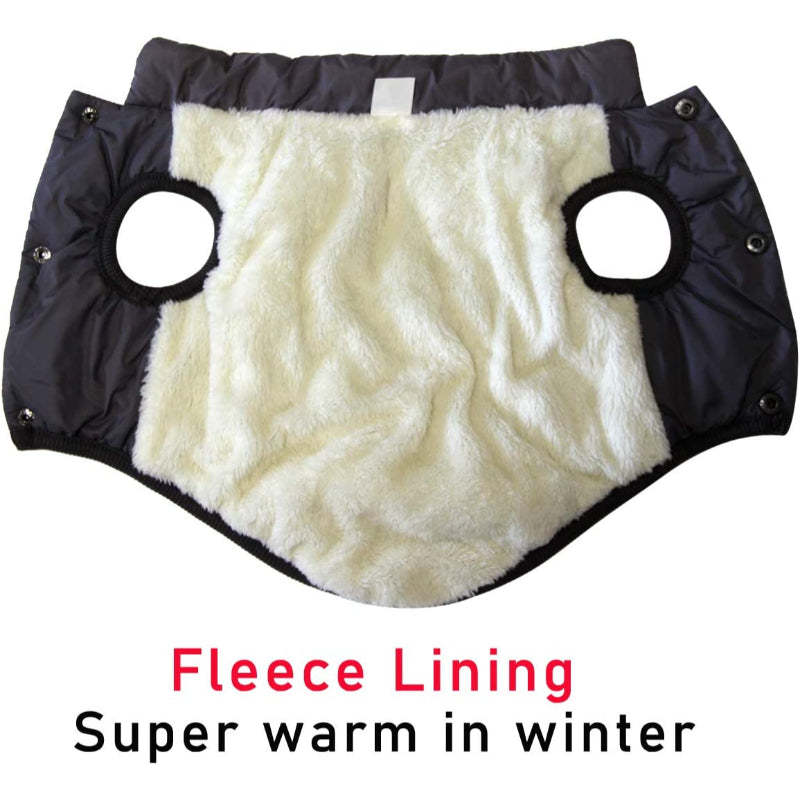 2 Layers Fleece Lined Warm Dog Jacket For Puppy Winter Cold Weather,Soft Windproof Small Dog Coat-Paw Print Pad