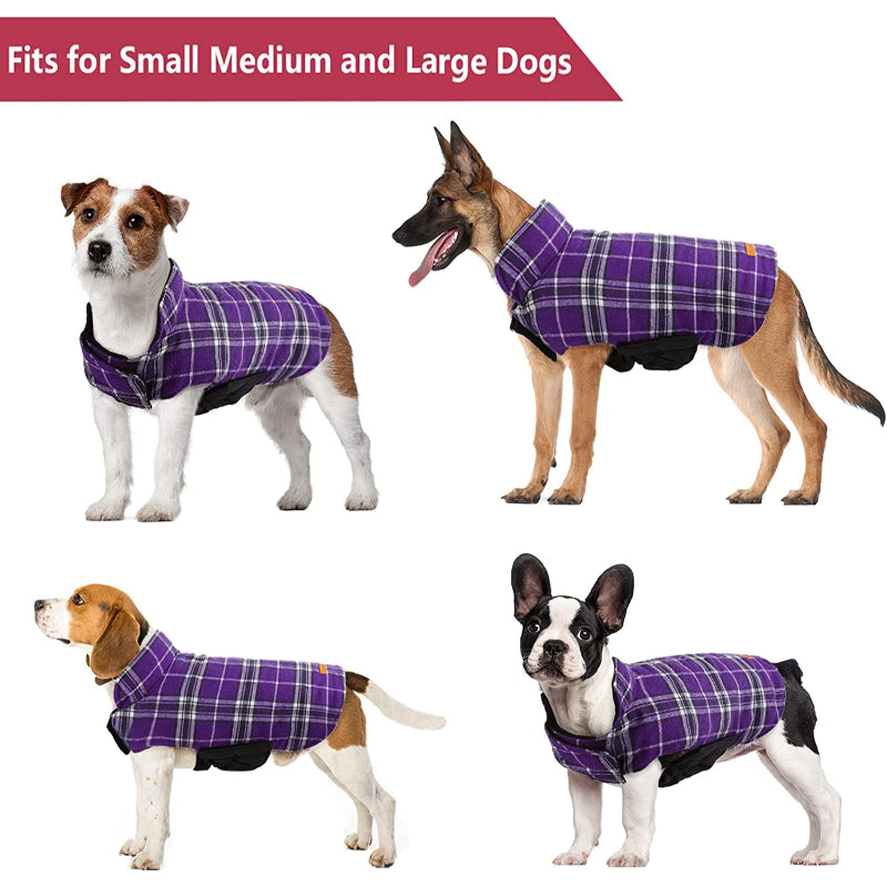 Warm Dog Coat, Reversible Dog Jacket Waterproof Dog Winter-Paw Print Pad