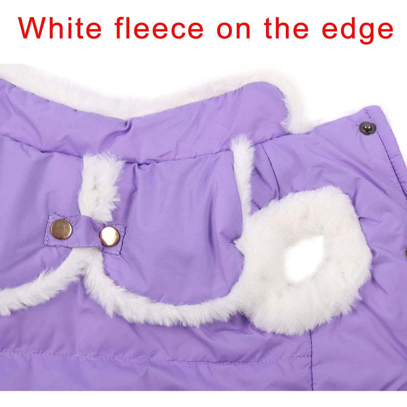 Shawl Design Fleece Lined Warm Dog Jacket For Puppy Winter Cold Weather,Soft Windproof Small Dog Coat-Paw Print Pad