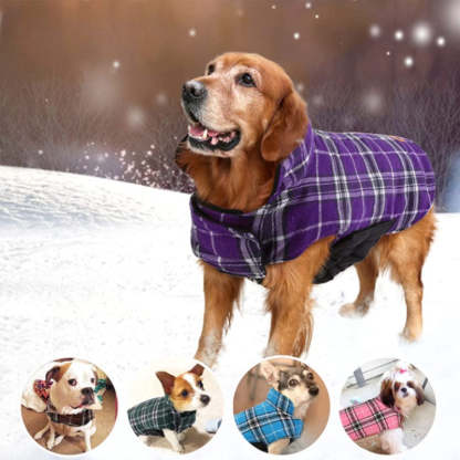 Warm Dog Coat, Reversible Dog Jacket Waterproof Dog Winter-Paw Print Pad