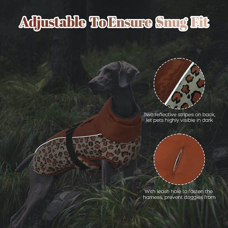 Extra Warm Dog Coat Reflective Adjustable Dog Jacket-Paw Print Pad