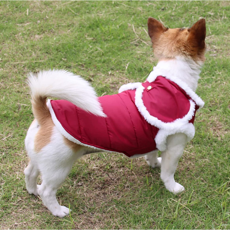 Shawl Design Fleece Lined Warm Dog Jacket For Puppy Winter Cold Weather,Soft Windproof Small Dog Coat-Paw Print Pad