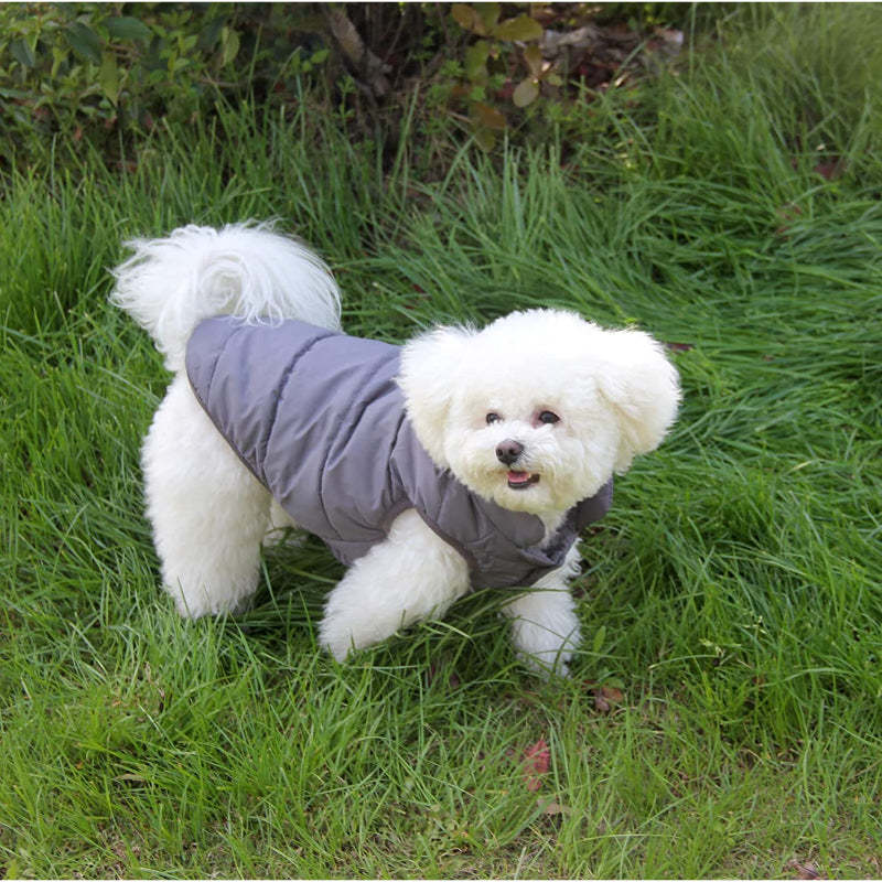 2 Layers Fleece Lined Warm Dog Jacket For Puppy Winter Cold Weather,Soft Windproof Small Dog Coat-Paw Print Pad
