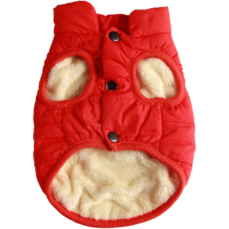 2 Layers Fleece Lined Warm Dog Jacket For Puppy Winter Cold Weather,Soft Windproof Small Dog Coat-Paw Print Pad