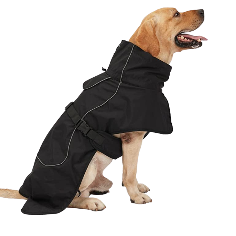 Dog Warm Coats - Windproof Dog Winter Outdoor Jackets Cold Weather Coats For Dog Waterproof Dog Raincoats With Hole For Dog Leash-Paw Print Pad