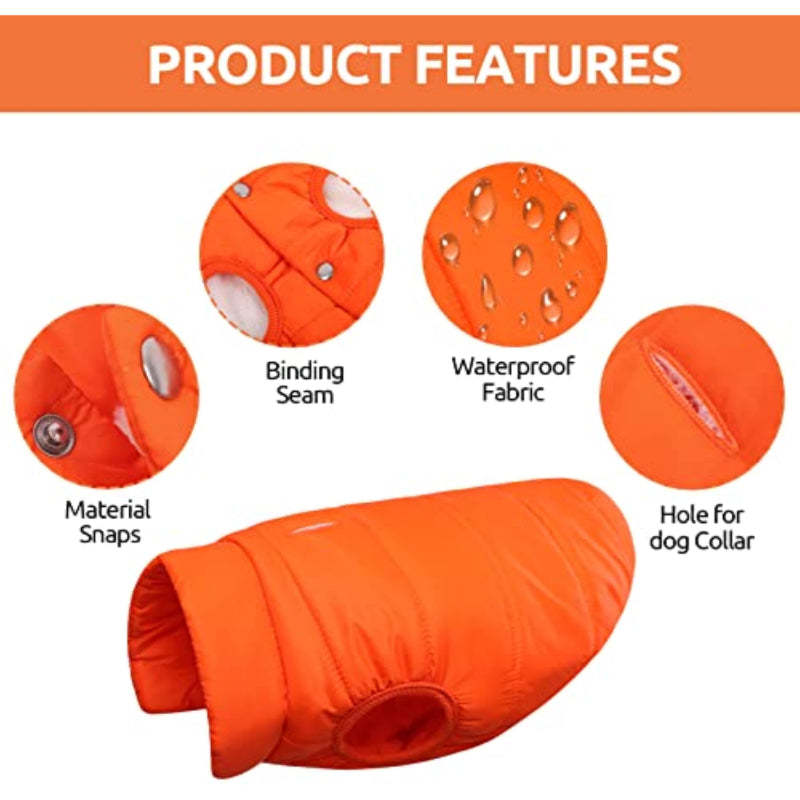 Windproof Dog Winter Coat Waterproof Dog Jacket Warm Dog-Paw Print Pad