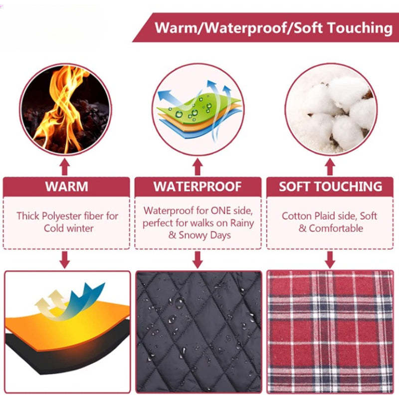 Warm Dog Coat, Reversible Dog Jacket Waterproof Dog Winter-Paw Print Pad