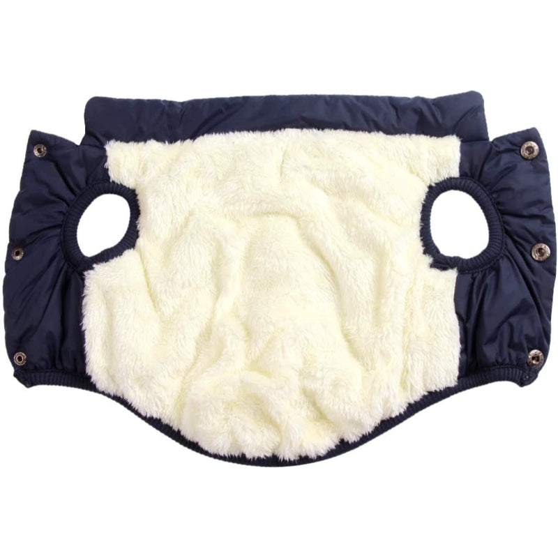 2 Layers Fleece Lined Warm Dog Jacket For Puppy Winter Cold Weather,Soft Windproof Small Dog Coat-Paw Print Pad