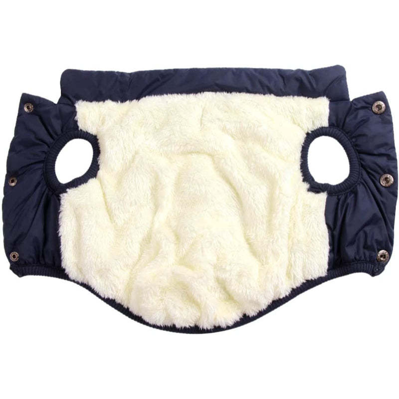2 Layers Fleece Lined Warm Dog Jacket For Puppy Winter Cold Weather,Soft Windproof Small Dog Coat-Paw Print Pad