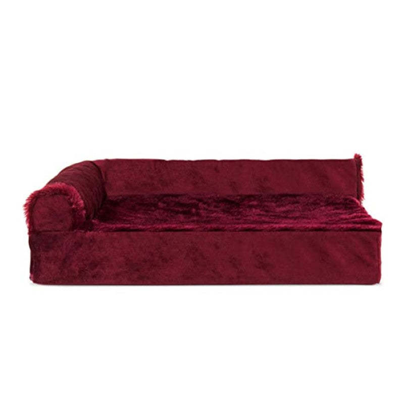 L Shaped Chaise Solid Slab Supportive Dog Bed-Paw Print Pad