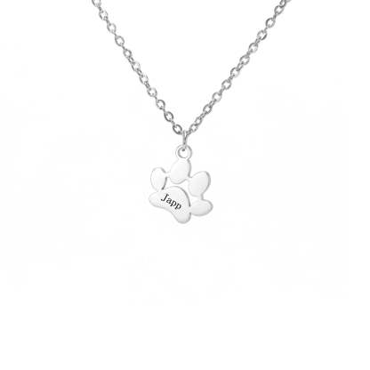 Custom Pet Name Paw Pendant Necklace-Paw Print Pad