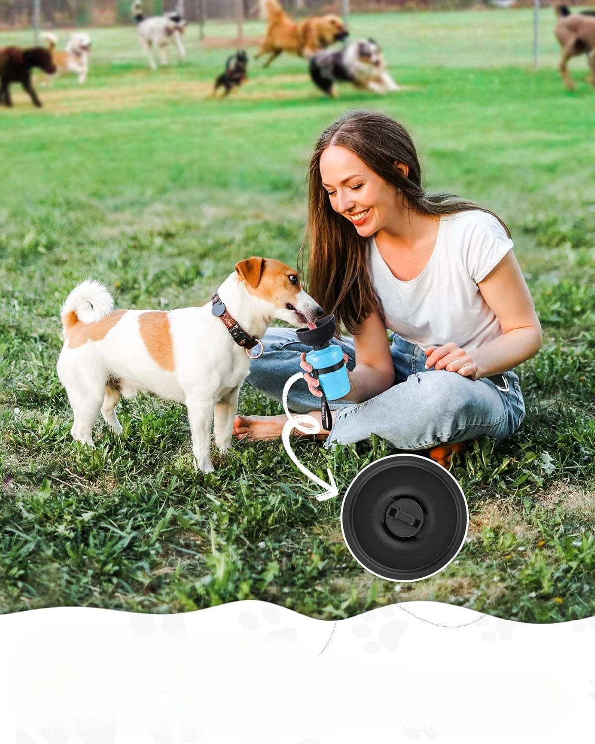 Portable Pet Water Bottle-Paw Print Pad