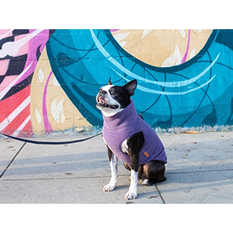 Warm Pullover Fleece Dog Jacket With O-Ring Leash-Paw Print Pad