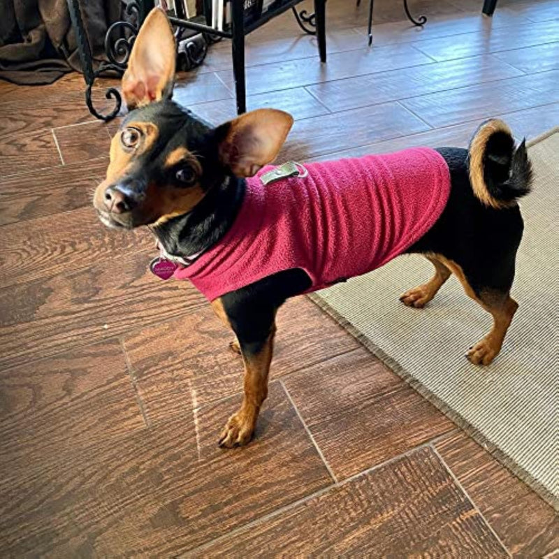 Fleece Vest Dog Sweater Warm Pullover Fleece Dog Jacket-Paw Print Pad