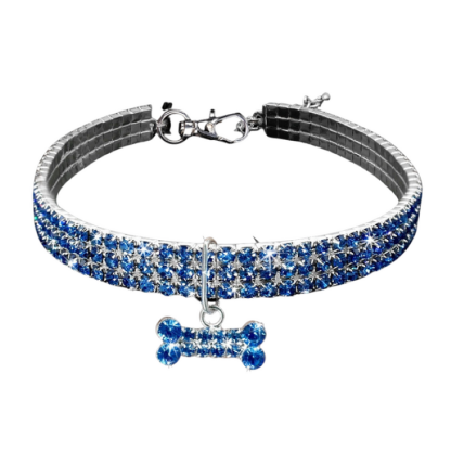 Sparkling Rhinestone Dog Collar-Paw Print Pad
