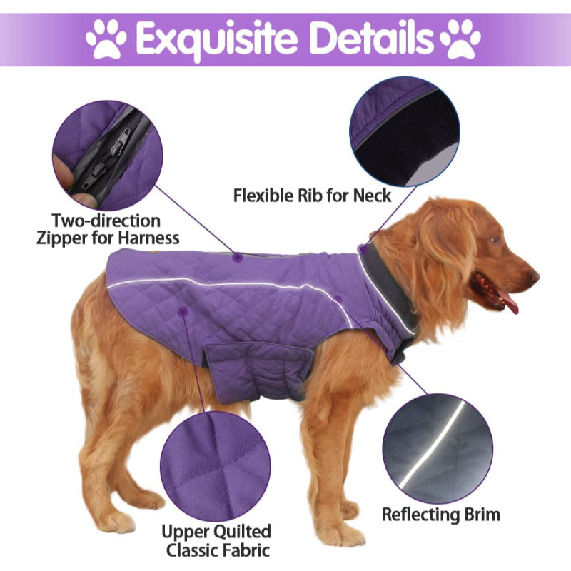 Dog Jacket For Winter With Stylish Vest Design For Small To Large Dogs-Paw Print Pad